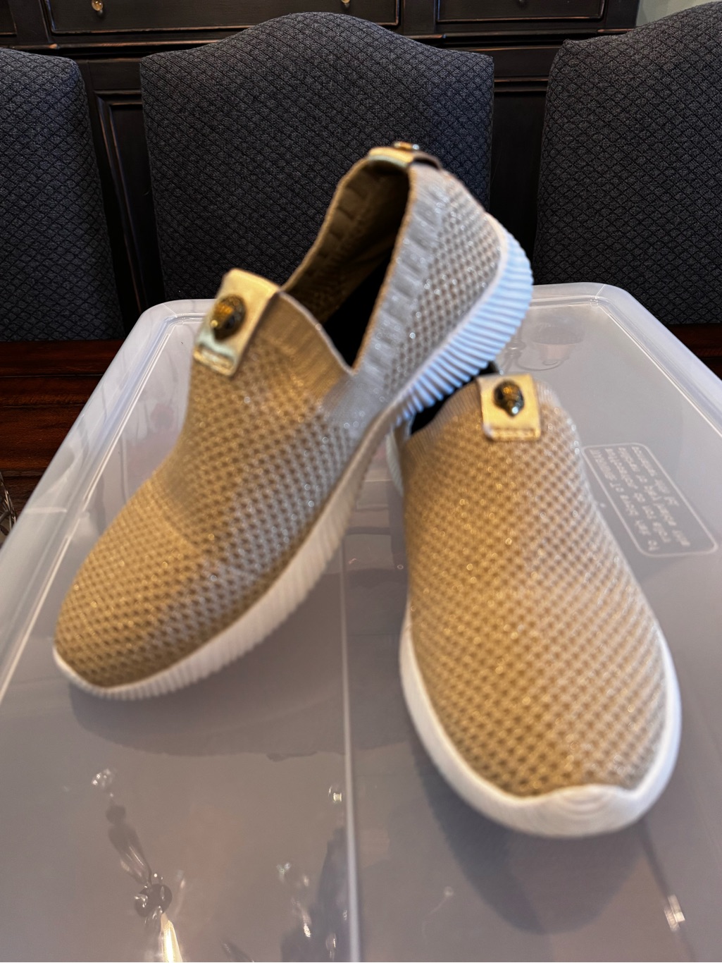 Kurt Geiger Beige Knit Slip-On Loafers With White Sole